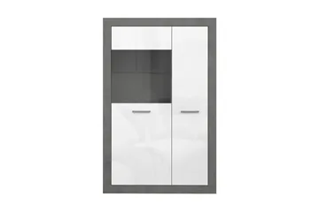 Tolovgrad Vitrinskåp 41 cm djup 93 cm bred 145,9 cm hög Ljust Trä Glas - Grå/Vit - Förvaring - Skåp - Vitrinskåp