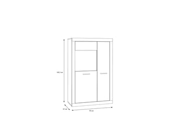 Tolovgrad Vitrinskåp 41 cm djup 93 cm bred 145,9 cm hög Ljust Trä Glas - Grå/Vit - Förvaring - Skåp - Vitrinskåp