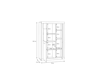 Tolovgrad Vitrinskåp 41 cm djup 93 cm bred 145,9 cm hög Ljust Trä Glas - Grå/Vit - Förvaring - Skåp - Vitrinskåp