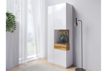 Tomeka Vitrinskåp 40 cm djup 80 cm bred 207 cm hög Ljust Trä Hylla Höger - Vit/Trä - Förvaring - Skåp - Vitrinskåp