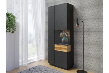 Tomeka Vitrinskåp 40 cm djup 80 cm bred 207 cm hög Mörkt Trä Hylla Höger - Trä - Förvaring - Skåp - Vitrinskåp