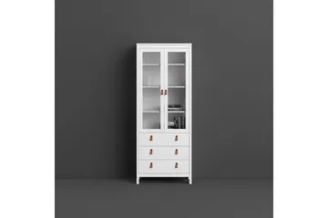 Vallvidera Vitrinskåp 33 cm djup 78 cm bred 199 cm hög Ljust Trä Glas - Vit - Förvaring - Skåp - Vitrinskåp