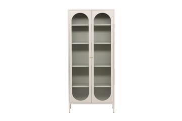 Venture Home Lima Vitrinskåp 35 cm djup 80 cm bred 180 cm hög Ljust Stål - Beige - Förvaring - Skåp - Vitrinskåp