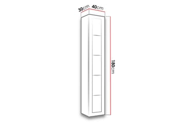 Veria Smalt Vitrinskåp Blå LED Belysning 30 cm djup 40 cm bred 180 cm hög Mörkt Trä Glas - Natur/Svart - Förvaring - Skåp - Vitrinskåp