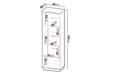 Vitrinskåp 40 cm djup 60 cm bred 193,6 cm hög Trä Ek Glas - Svart|Ek - Förvaring - Skåp - Vitrinskåp