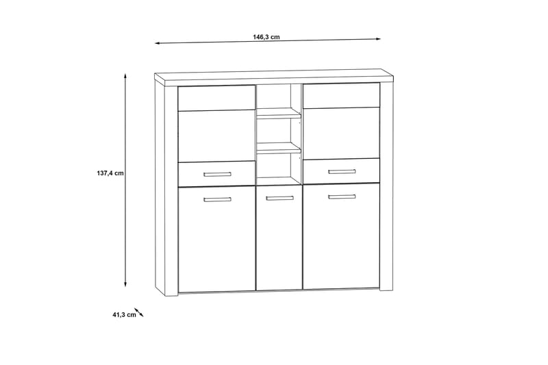 Vitrinskåp Bankso 41x146 cm - Brun - Vitrinskåp