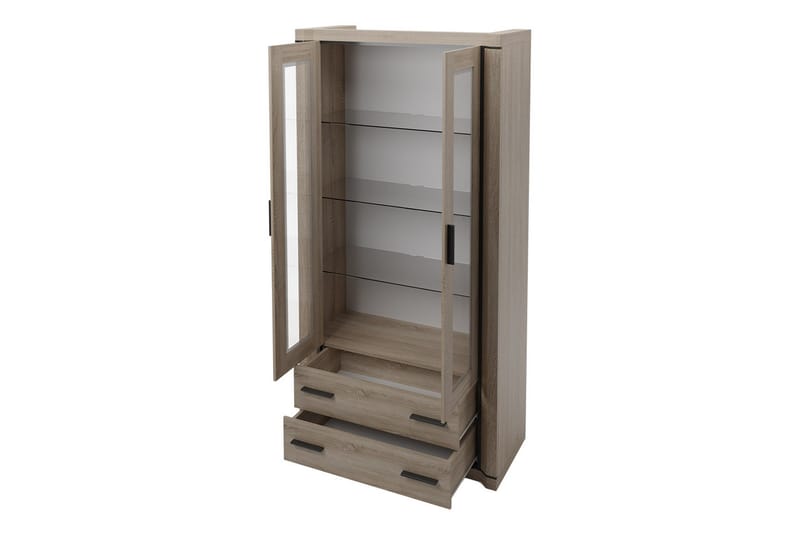 Vitrinskåp Dallas 97x43,5x192 cm - Ek/Led-Belysning - Förvaring - Skåp - Vitrinskåp