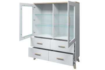 Vitrinskåp Dudley 45x120 cm - Natur/Svart - Förvaring - Skåp - Vitrinskåp