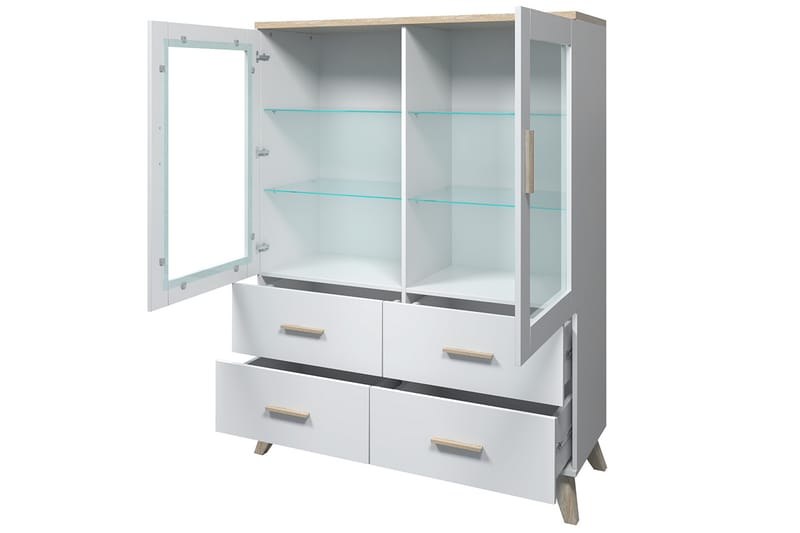 Vitrinskåp Dudley 45x120 cm - Natur/Svart - Förvaring - Skåp - Vitrinskåp
