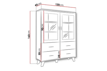 Vitrinskåp Dudley 45x120 cm - Natur/Svart - Förvaring - Skåp - Vitrinskåp
