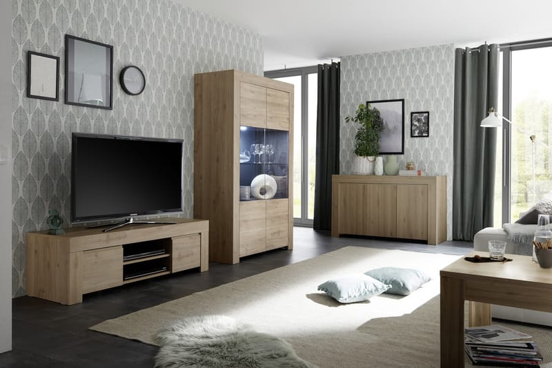 Vitrinskåp Firenze 110 cm - Brun - Förvaring - Skåp - Vitrinskåp