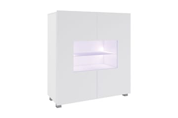 Vitrinskåp Frick 100x35x107 cm - Vit Högglans/Vit Led-Belysning - Förvaring - Skåp - Vitrinskåp
