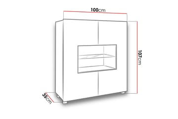 Vitrinskåp Frick 100x35x107 cm - Vit Högglans/Vit Led-Belysning - Förvaring - Skåp - Vitrinskåp