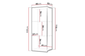 Vitrinskåp Frick 45x32x117 cm - Svart/Vit Led-Belysning - Förvaring - Skåp - Vitrinskåp