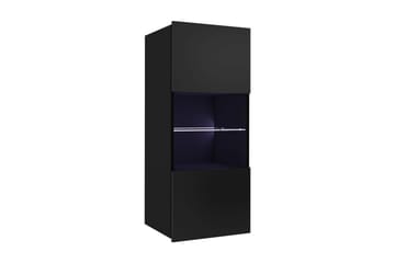 Vitrinskåp Frick 45x32x117 cm - Svart/Vit Led-Belysning - Förvaring - Skåp - Vitrinskåp