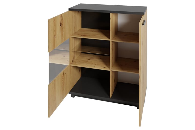 Vitrinskåp Idelle 40x90 cm - Ek/Svart - Förvaring - Skåp - Vitrinskåp