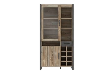 Vitrinskåp Strelcha 43x105 cm - Brun/Grå - Förvaring - Skåp - Vitrinskåp