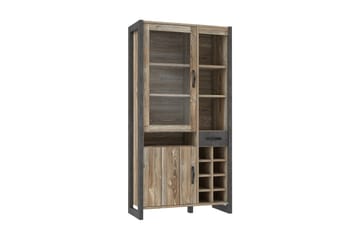 Vitrinskåp Strelcha 43x105 cm - Brun/Grå - Förvaring - Skåp - Vitrinskåp