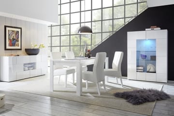 Vitrinskåp Tabor 121 cm - Vit Högglanslack - Förvaring - Skåp - Vitrinskåp