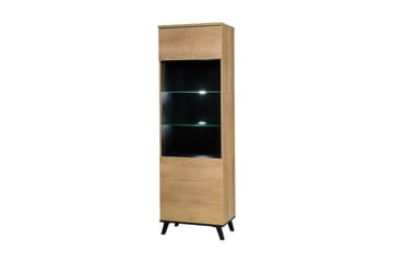 Vitrinskåp Prawa 40x61 cm LED-belysning - Ek/Svart - Förvaring - Skåp - Vitrinskåp