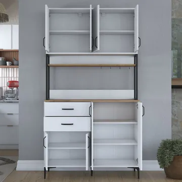 Wonthaggi Förvaringsskåp 120x218,6x45 cm - Vit och valnöt - Förvaring - Skåp - Förvaringsskåp