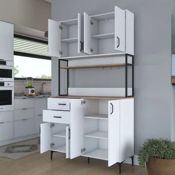 Wonthaggi Förvaringsskåp 120x218,6x45 cm - Vit och valnöt - Förvaring - Skåp - Förvaringsskåp