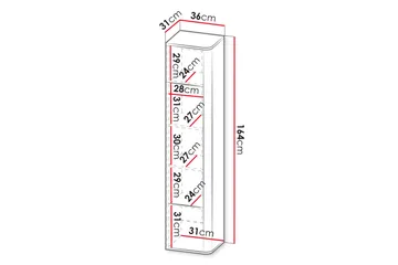 Zalricus Vitrinskåp 36x164 cm - Beige - Förvaring - Skåp - Vitrinskåp