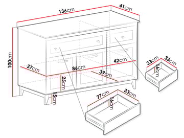 Zeylor Skänk 136 cm - Förvaring - Skåp - Förvaringsskåp