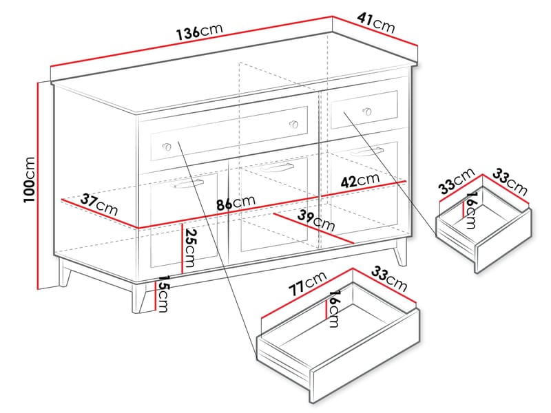 Zeylor Skänk 136 cm - Förvaring - Skåp - Förvaringsskåp