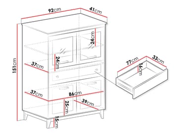 Zeylor Vitrinskåp 151 cm - Förvaring - Skåp - Vitrinskåp