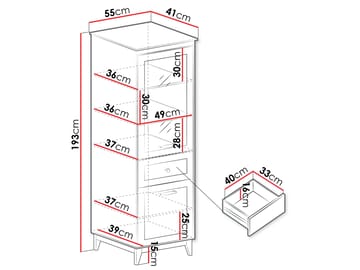 Zeylor Vitrinskåp 193 cm med Belysning - Förvaring - Skåp - Vitrinskåp
