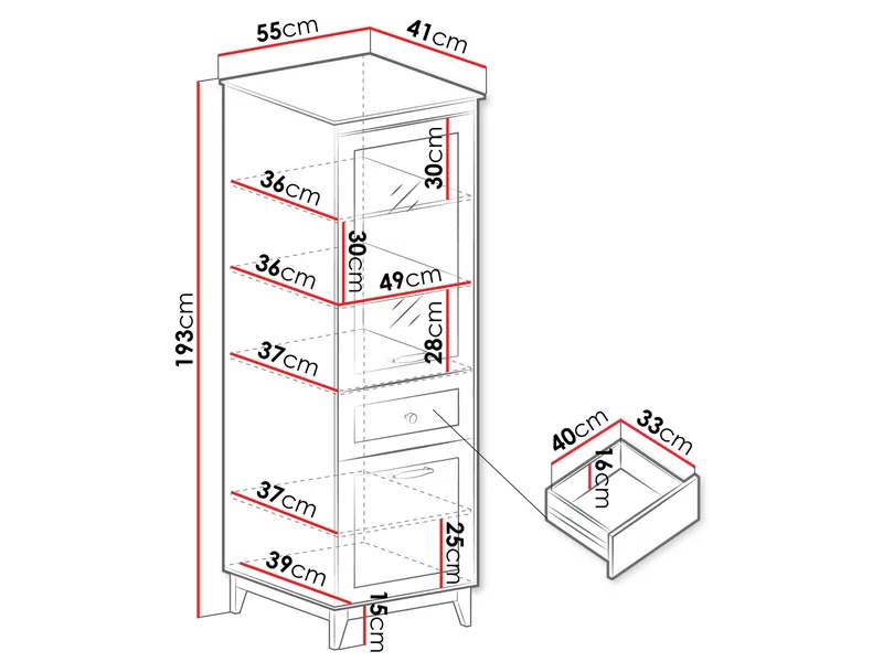 Zeylor Vitrinskåp 193 cm - Förvaring - Skåp - Vitrinskåp