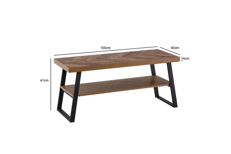 Bänk Wohnling Ekfiskbensdekor med hylla Stabil metallram Modern look - Förvaring - Skoförvaring - Skobänk & skohylla med bänk