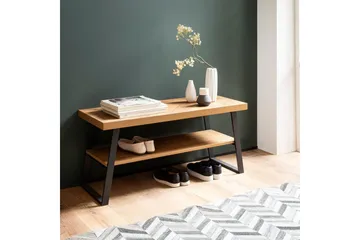 Bänk Wohnling Ekfiskbensdekor med hylla Stabil metallram Modern look - Förvaring - Skoförvaring - Skobänk & skohylla med bänk