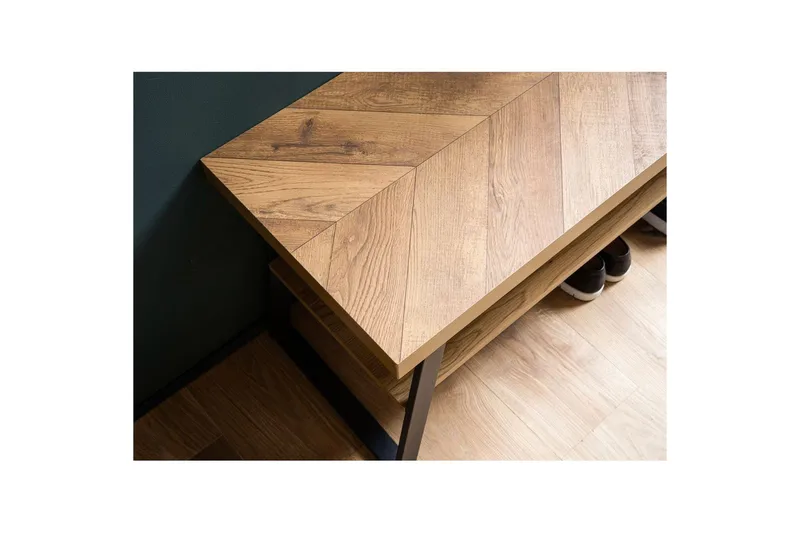 Bänk Wohnling Ekfiskbensdekor med hylla Stabil metallram Modern look - Förvaring - Skoförvaring - Skobänk & skohylla med bänk