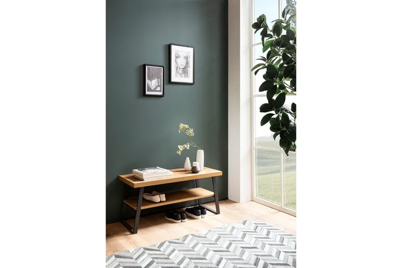 Bänk Wohnling Ekfiskbensdekor med hylla Stabil metallram Modern look - Förvaring - Skoförvaring - Skobänk & skohylla med bänk