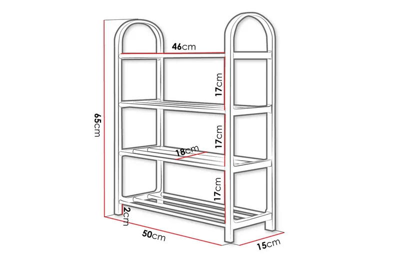 Cencja Skohylla 50x18 cm - Svart/Silver - Förvaring - Skoförvaring - Skohylla & skoställ