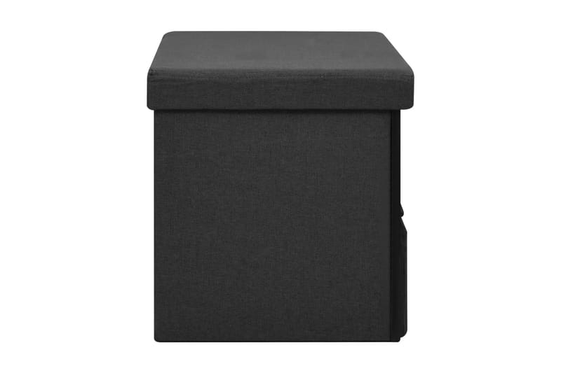 Hopfällbar förvaringsbänk svart 76x38x38 cm konstlinne - Svart - Skobänk & skohylla med bänk - Hallförvaring