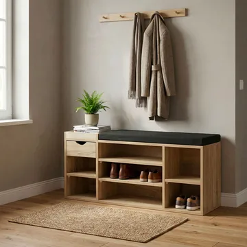 Morira Skobänk 100 cm - naturek/svart - Förvaring - Skoförvaring - Skobänk & skohylla med bänk