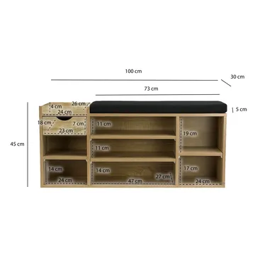 Morira Skobänk 100 cm - naturek/svart - Förvaring - Skoförvaring - Skobänk & skohylla med bänk