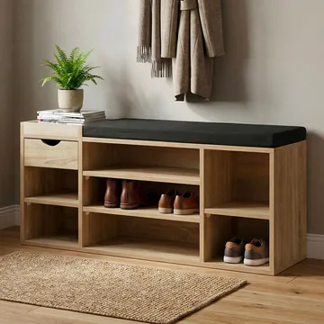 Morira Skobänk 100 cm - naturek/svart - Förvaring - Skoförvaring - Skobänk & skohylla med bänk