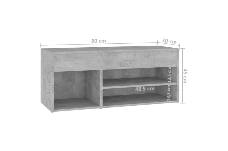 Skobänk betonggrå 80x30x45 cm spånskiva - Betonggrå - Skobänk & skohylla med bänk - Hallförvaring