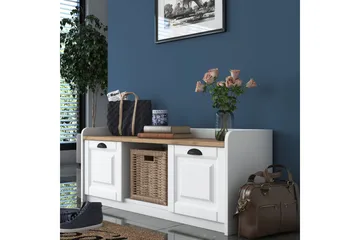 Caraway Skobänk 120x45 cm Vit/Brun - Hanah Home - Förvaring - Skoförvaring - Skobänk & skohylla med bänk