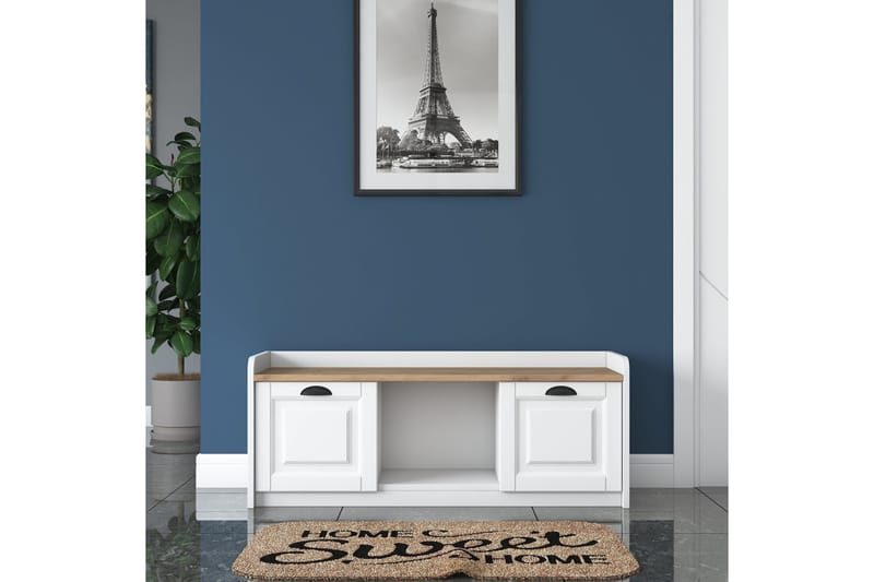 Caraway Skobänk 120x45 cm Vit/Brun - Hanah Home - Förvaring - Skoförvaring - Skobänk & skohylla med bänk