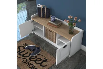 Caraway Skobänk 120x45 cm Vit/Brun - Hanah Home - Förvaring - Skoförvaring - Skobänk & skohylla med bänk