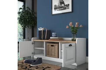 Caraway Skobänk 120x45 cm Vit/Brun - Hanah Home - Förvaring - Skoförvaring - Skobänk & skohylla med bänk