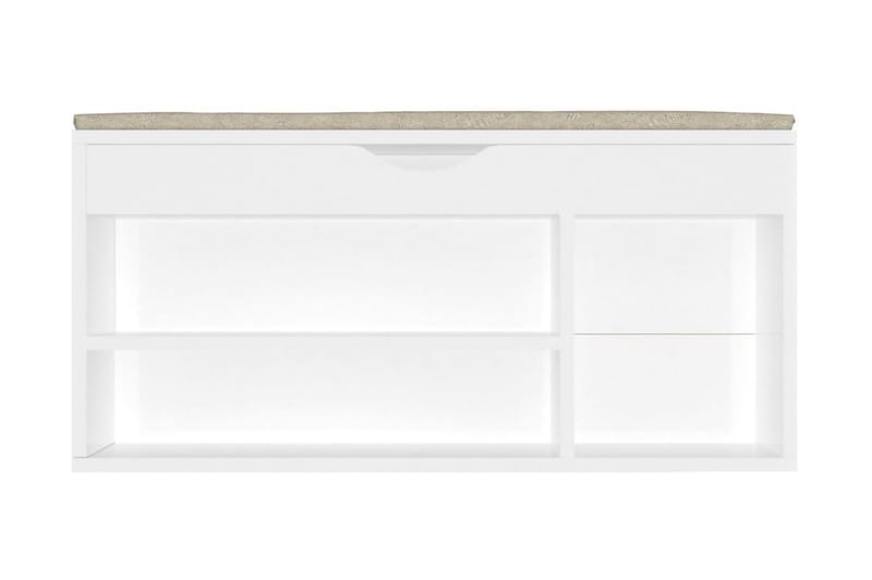 Skobänk med dyna vit högglans 104x30x49 cm spånskiva - Vit högglans - Hallförvaring - Skobänk & skohylla med bänk