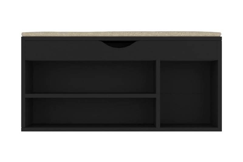 Skobänk med dyna svart 104x30x49 cm spånskiva - Svart - Skobänk & skohylla med bänk - Hallförvaring