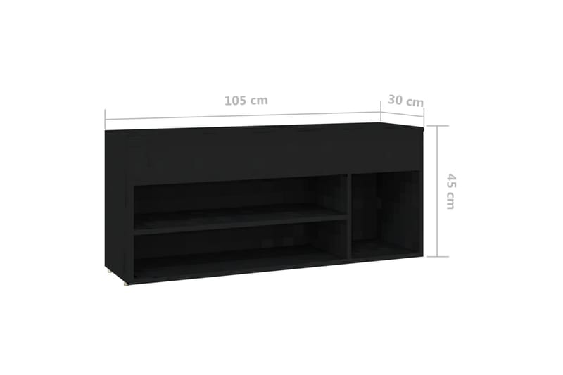 Skobänk svart 105x30x45 cm spånskiva - Svart - Hallförvaring - Skobänk & skohylla med bänk