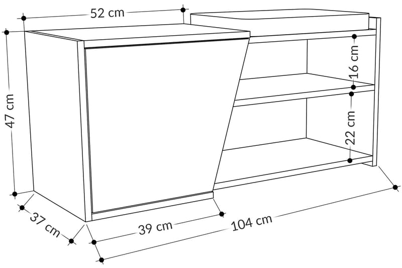 Skoskåp Finones 104x37 cm - Trä/natur - Skobänk & skohylla med bänk - Hallförvaring